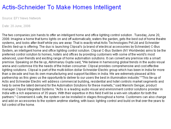 Actis-Schneider to make homes intelligent