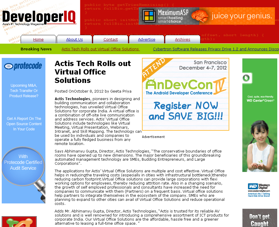 Actis Tech Rolls out Virtual Office Solutions - Developer IQ