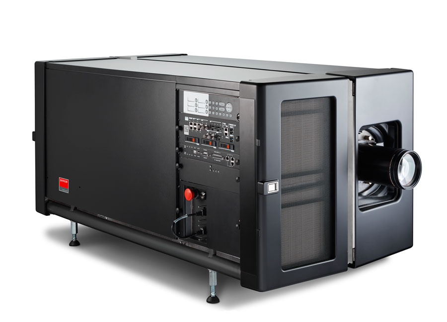 An example of a laser cinema projector is the 60,000 lumen Barco DP4K-60L (image source www.infocomm.org)