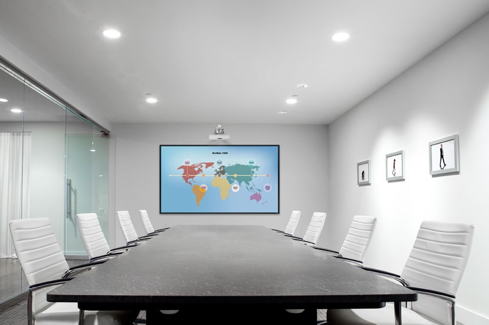 Optical flat screen in a meeting room