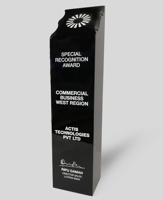 Actis receives "Special Recognition Award" for Commercial Business West Region from Lutron