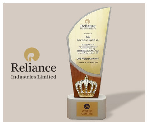 2025
Actis received RIL recognition for 110M safe man-hours at Jio World Centre.