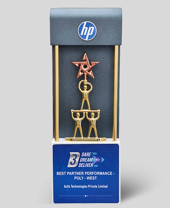 Actis receives the 'Best Partner Performance – Poly West' award from HP-Poly on 28th July 2025